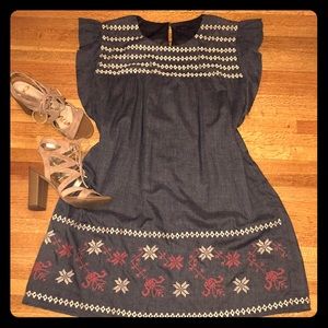 THML embroidered shift dress